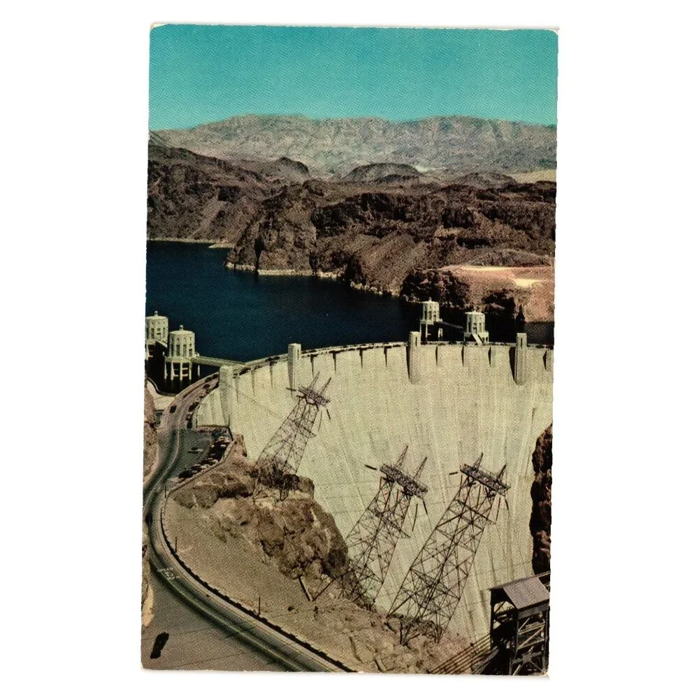 Hoover Dam Lake Mead Vintage Postcard 3B H S Crocker Co Color Photo Josef Muench